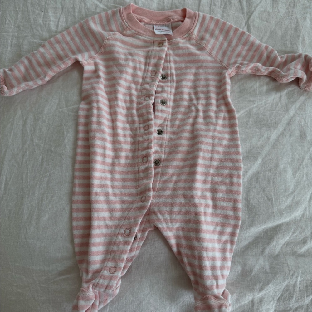 Hanna Andersson Pink and White Striped Footies